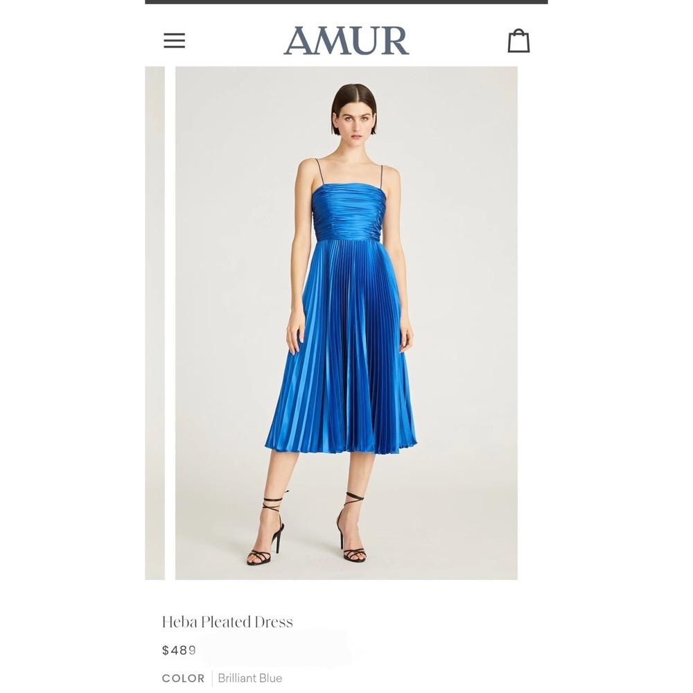 AMUR Women's Heba Pleated Dress Size 4  In Brilliant Blue- NWT